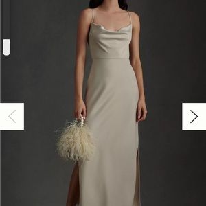 BHLDN Cali Satin Cowl-Neck Midi Slip Dress